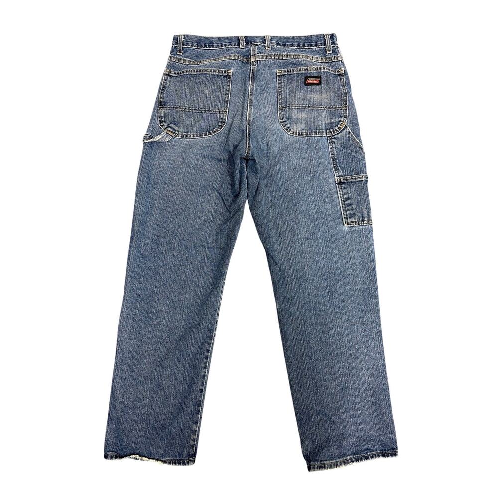 Dickies Jeans Mens 34x32 Blue Medium Wash Relaxed Fit Carpenter Workwear Classic - Picture 2 of 15